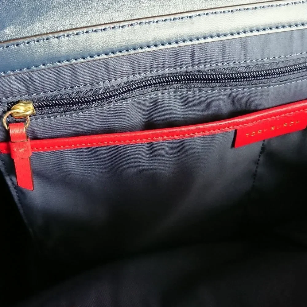 Tory Burch Parker Tote Top Zip Handbag Satchel Red Ginger